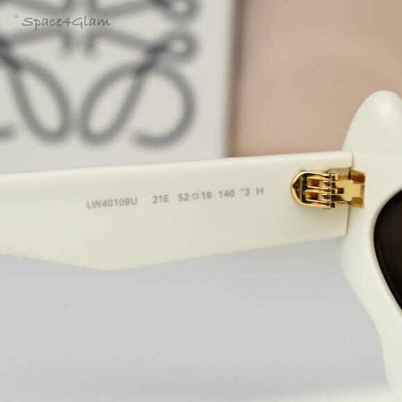 Loewe Women Sunglasses Shiny Ivory Brown Geometric LW40109U 21E CURVY BRAND NEW - Picture 6 of 12